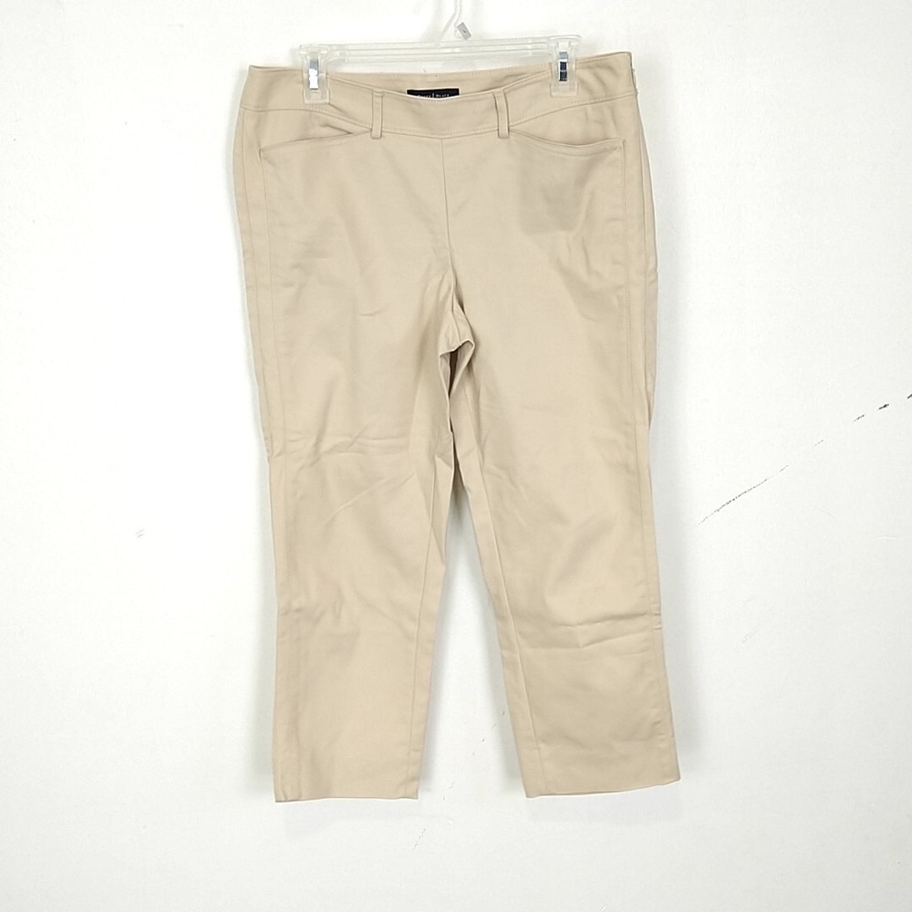 White House Black Market Slim Ankle Pants Women 8 Tan Beige Mid Rise Stretch